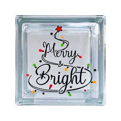 Merry And Bright Christmas Vinyl Decal For Glass Blocks, Car, Computer, Wreath, Tile, Frames And Any Smooth Surf - image1